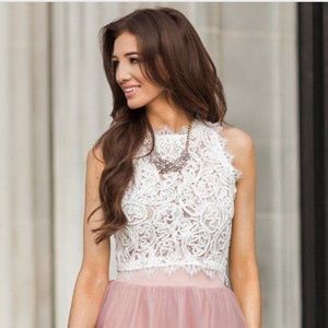 Morning Lavender Lace Crop Top
